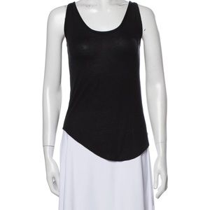 Helmut Lang Asymmetrical Scoop Neck Sleeveless Tank Top, Black, Size Small S